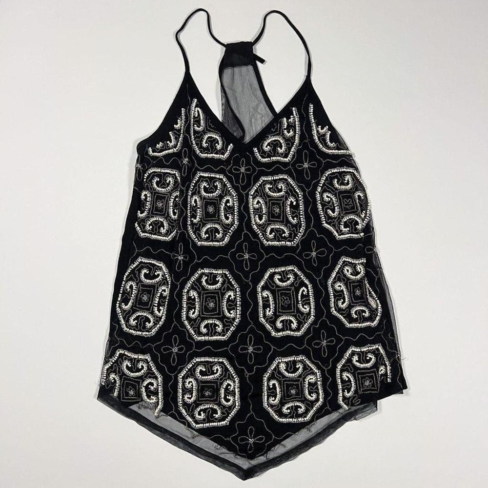 Hazel Black Beaded Tank Top